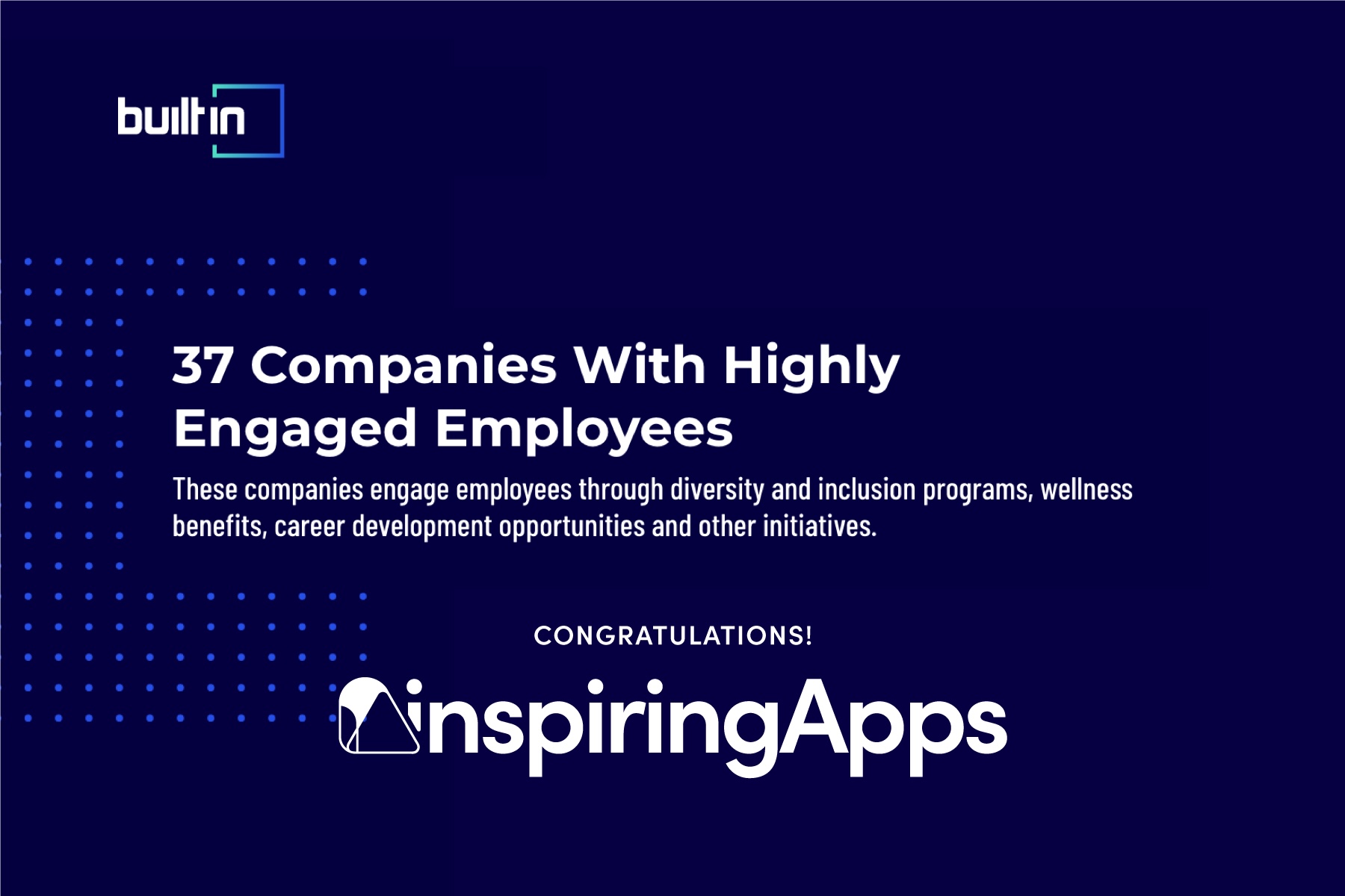 InspiringApps Named Among Companies With Highly Engaged Employees by Built In Image