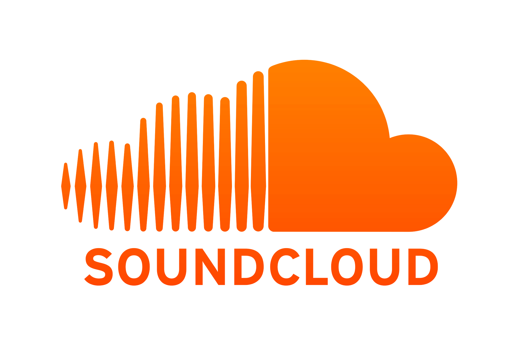 SoundCloud logo: Orange cloud shape with rounded edges, above text.