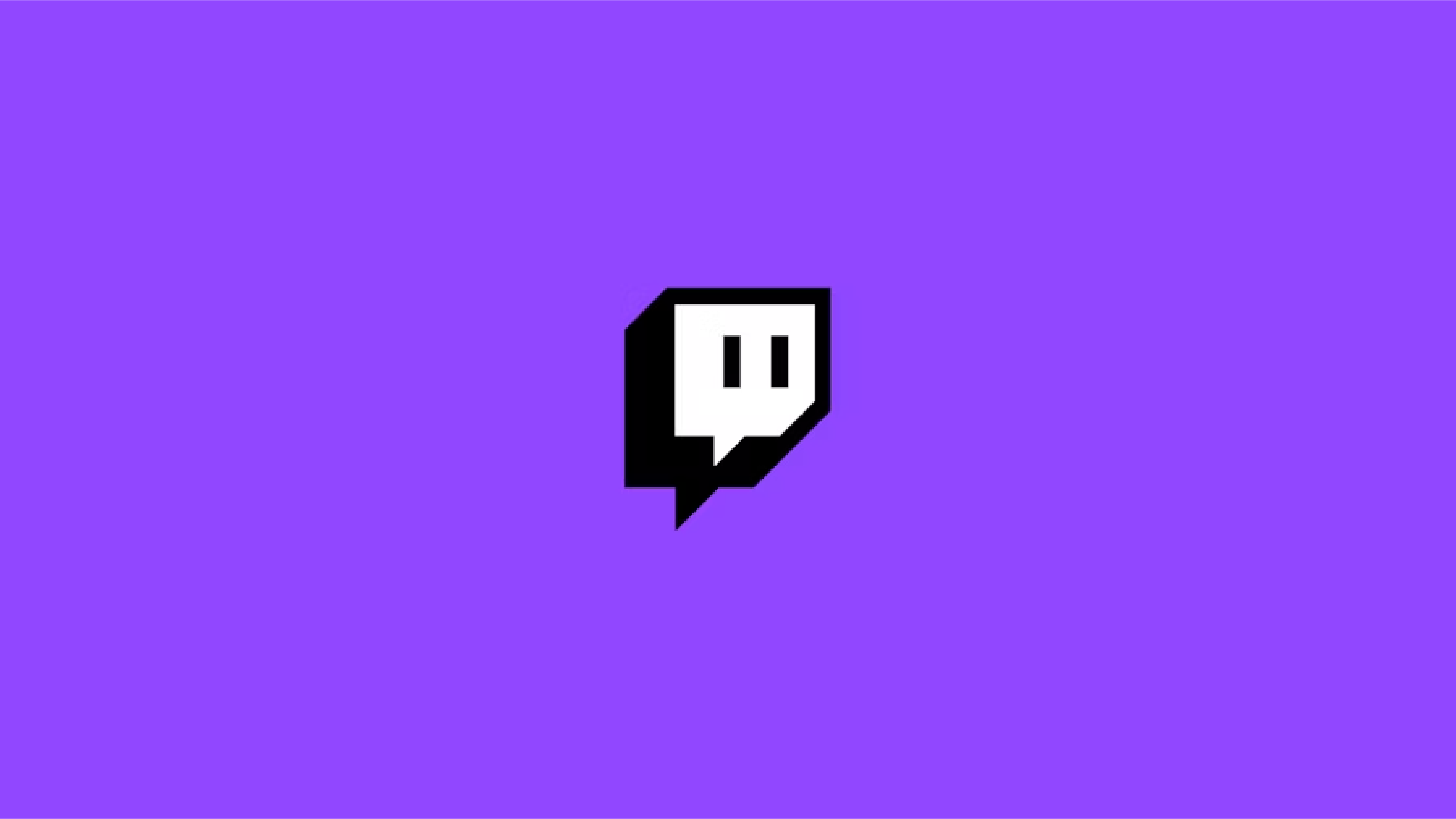 Twitch logomark: White speech bubble with black rectangular cutout on a purple background.