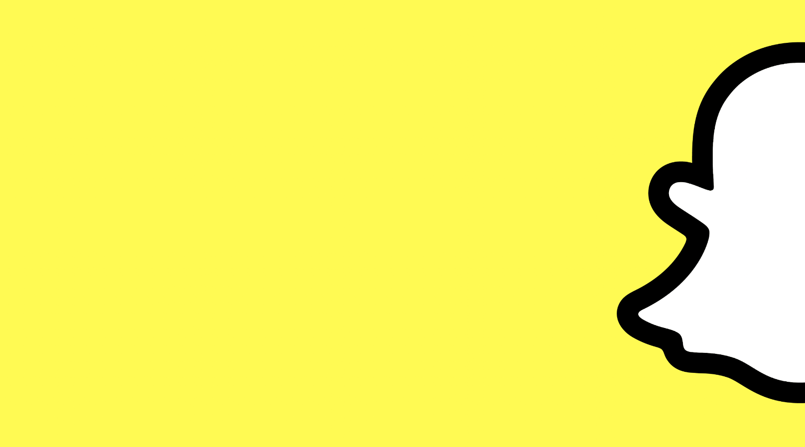 Snapchat logomark: White ghost shape on yellow background.