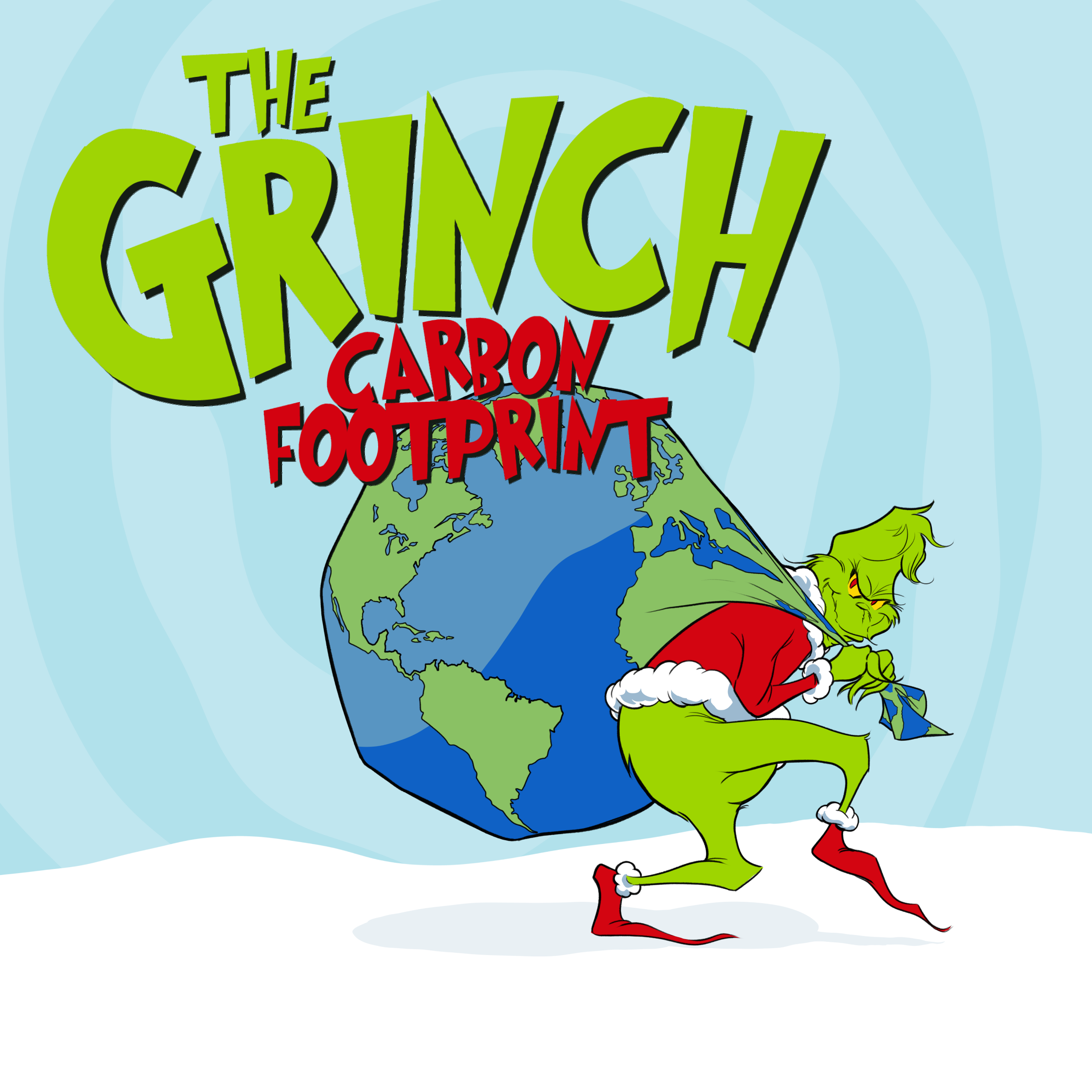 Illustration of the grinch carrying the world on his back