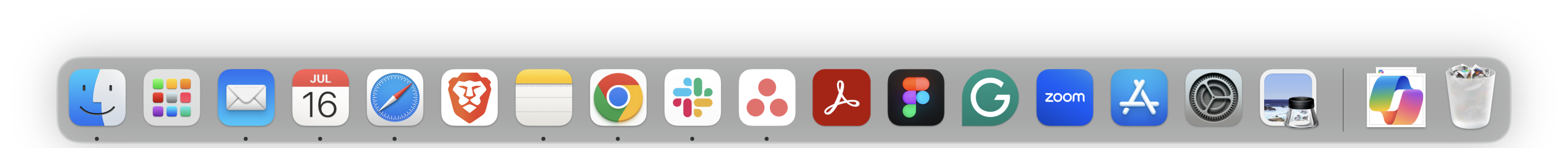 Mac dock showing icons for various applications including Finder, Mail, Calendar, Safari, Chrome, Slack, Zoom, and App Store.