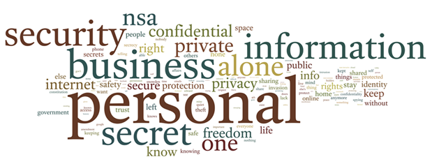 Privacy and security themed word cloud