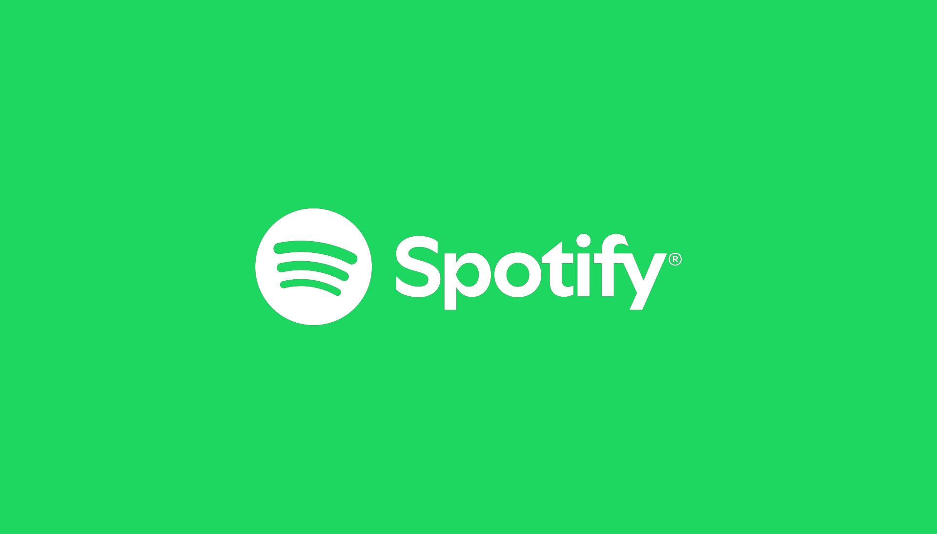 Spotify logo: White text on a green background next to white circle with three lines.
